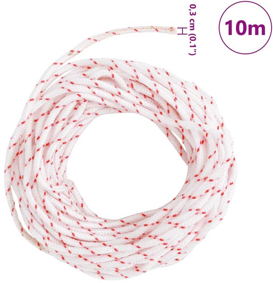 Pull Starter Cord Balta ir Raudona Ø3 mm 10 m Nailonas