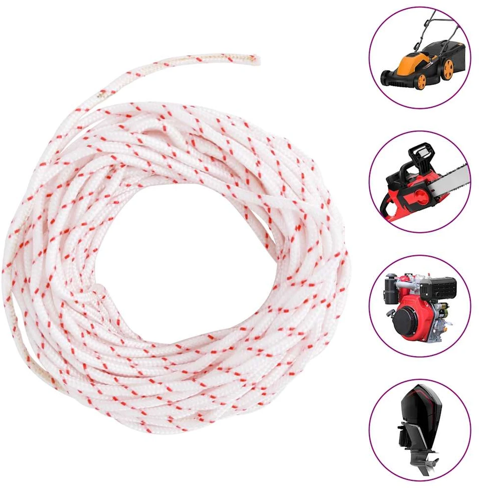 Pull Starter Cord Balta ir Raudona Ø3 mm 10 m Nailonas