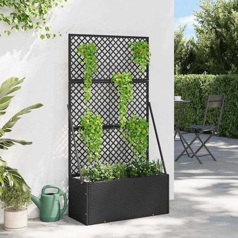 Sodo trelių vazonas Juodas 70 x 30 x 135 cm Metalas