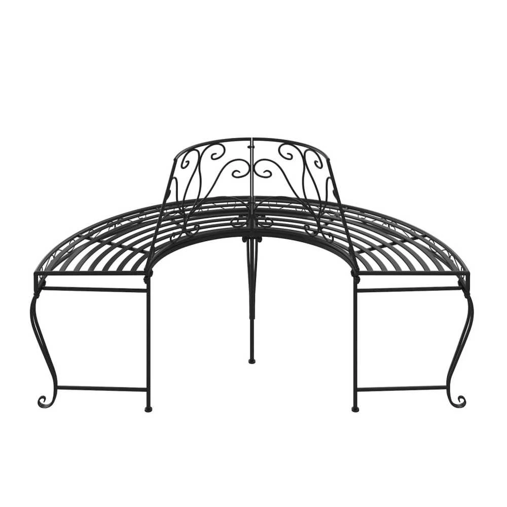 Pusapvaliai suoliukai aplink medį, 2vnt., juodi, 160cm, plienas