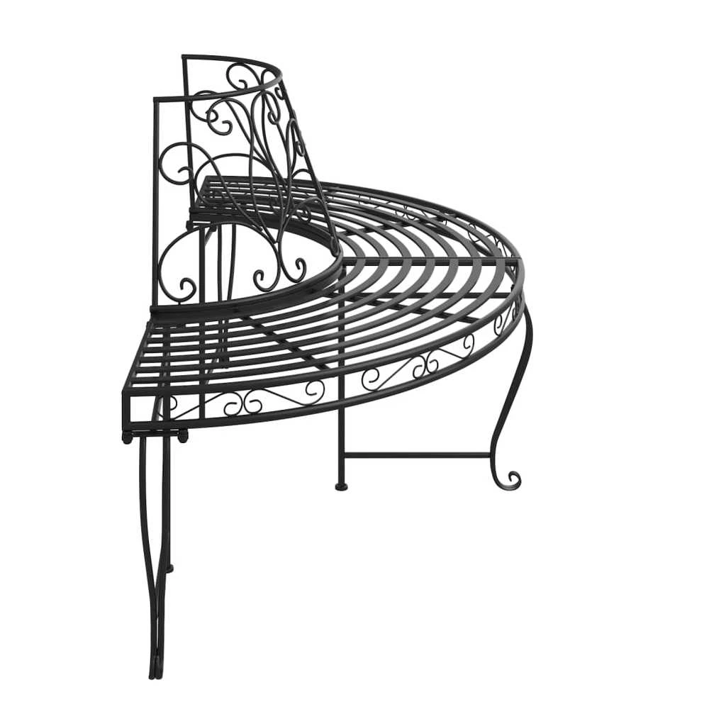 Pusapvaliai suoliukai aplink medį, 2vnt., juodi, 160cm, plienas