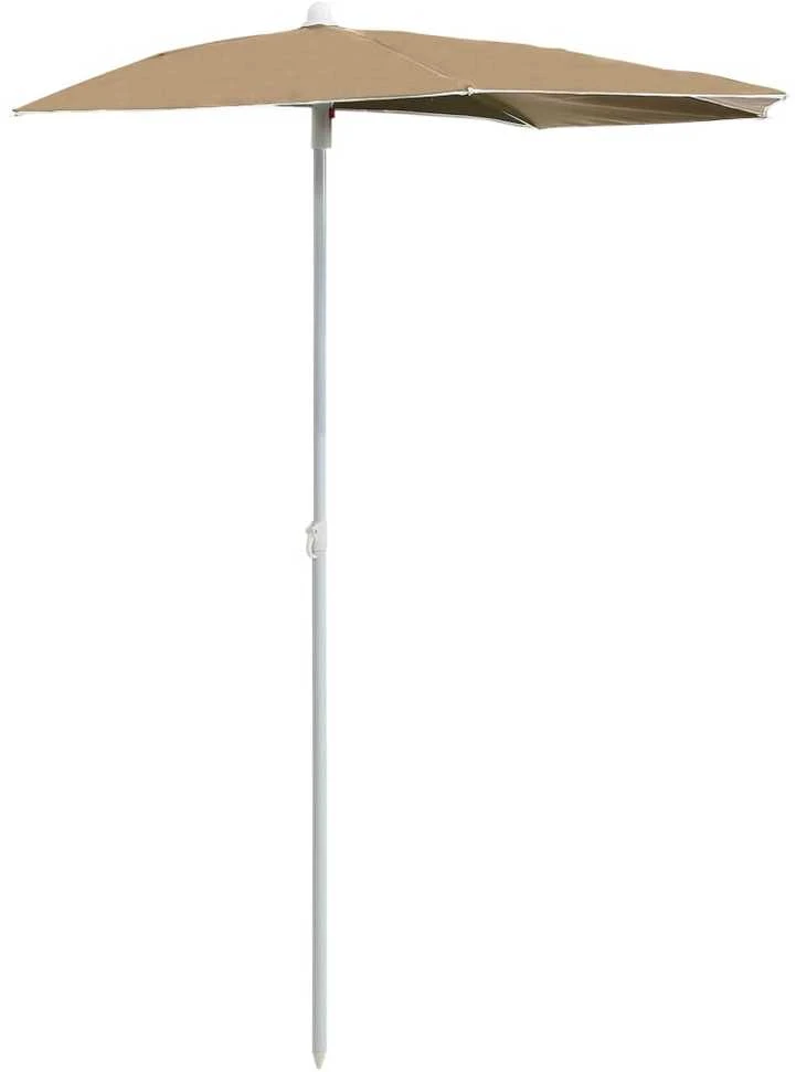 Pusapvalis sodo skėtis su stulpu, taupe spalvos, 180x90cm