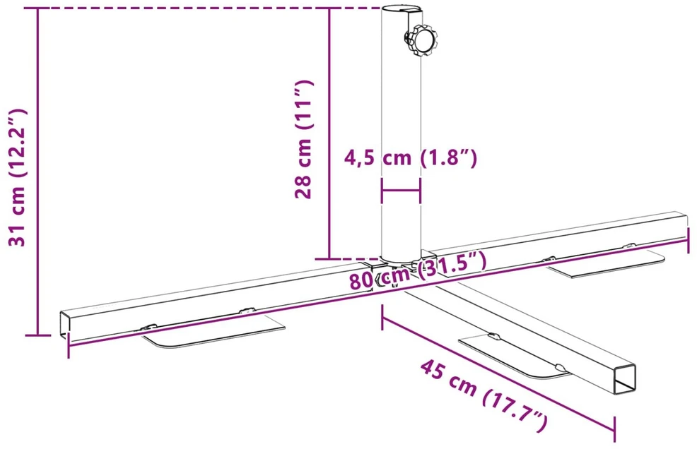 Pusės parasolio bazės rėmas Juoda Plienas for 32-38 mm Pole