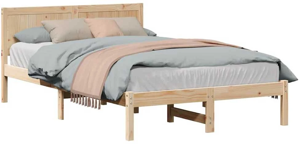 Lova Lovos rėmas Ruda 135 x 190 cm Pušies medienos masyvas