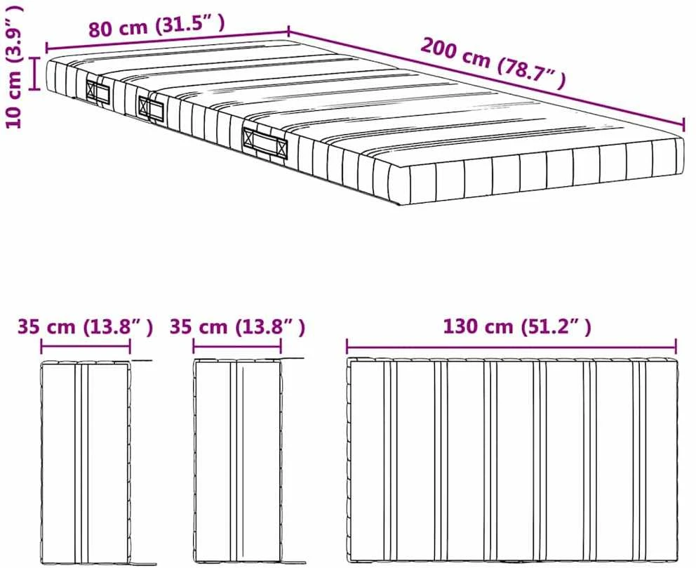 Išplečiamas putų čiužinys 80 x 200 cm Balta