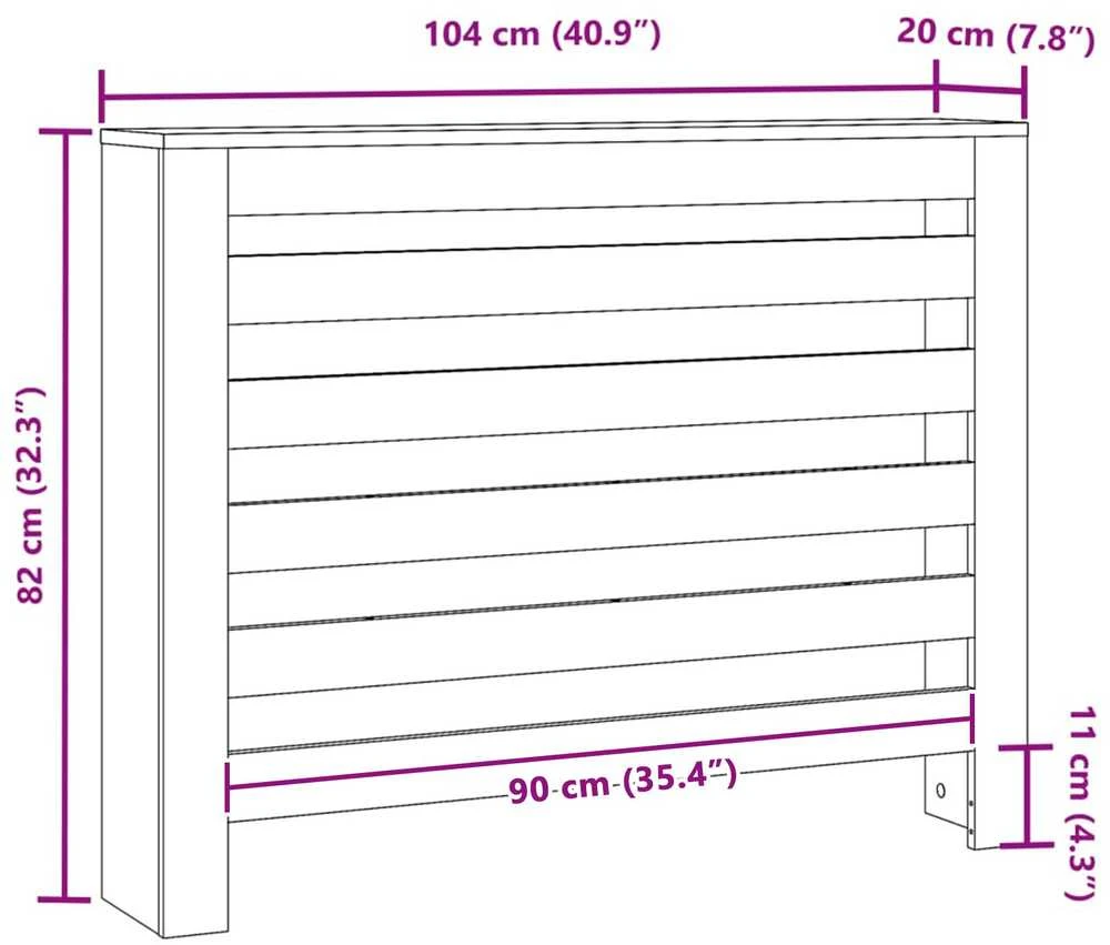 Radiatoriaus dangtis Juodojo ąžuolo 104 x 20 x 82 cm