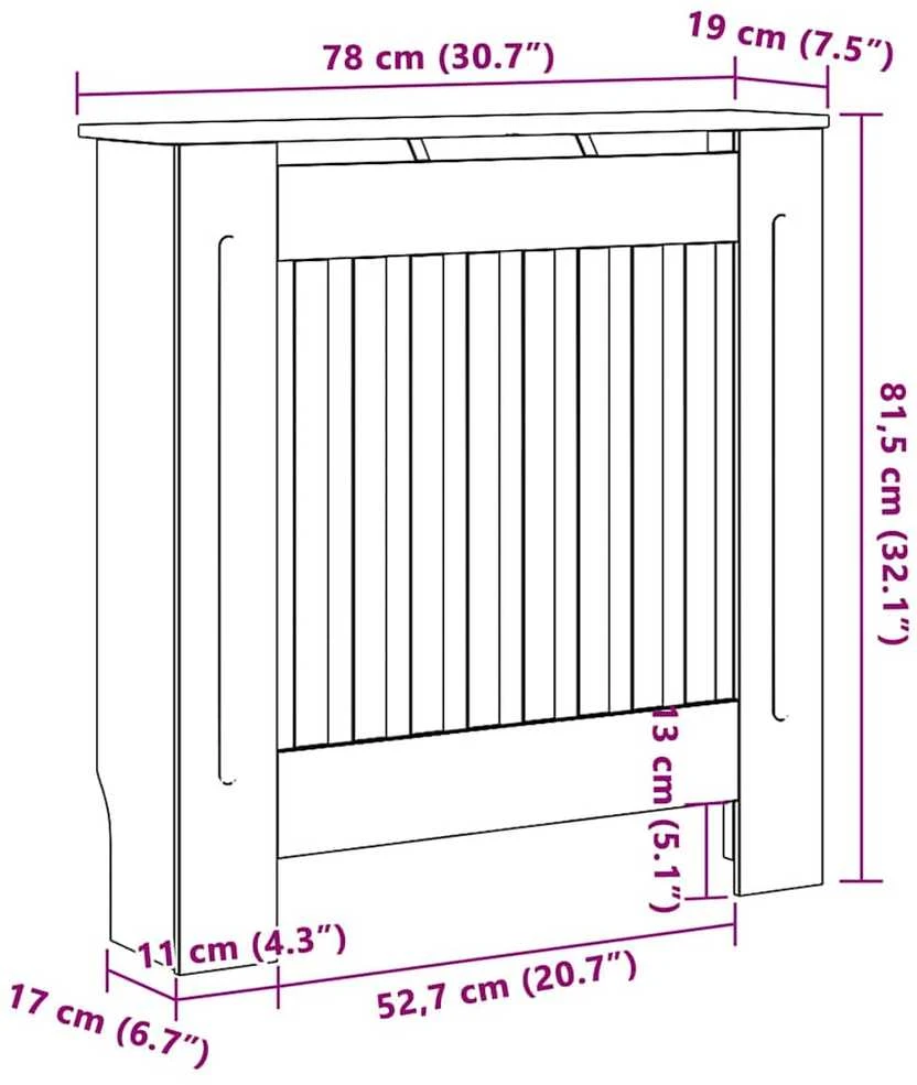 Radiatoriaus dangtis Juoda 78 x 19 x 81,5cm Apdirbta mediena