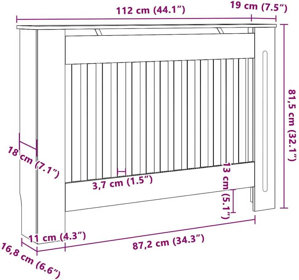 Radiatoriaus dangtis 2 vnt. Pilka 112 x 19 x 81,5 cm