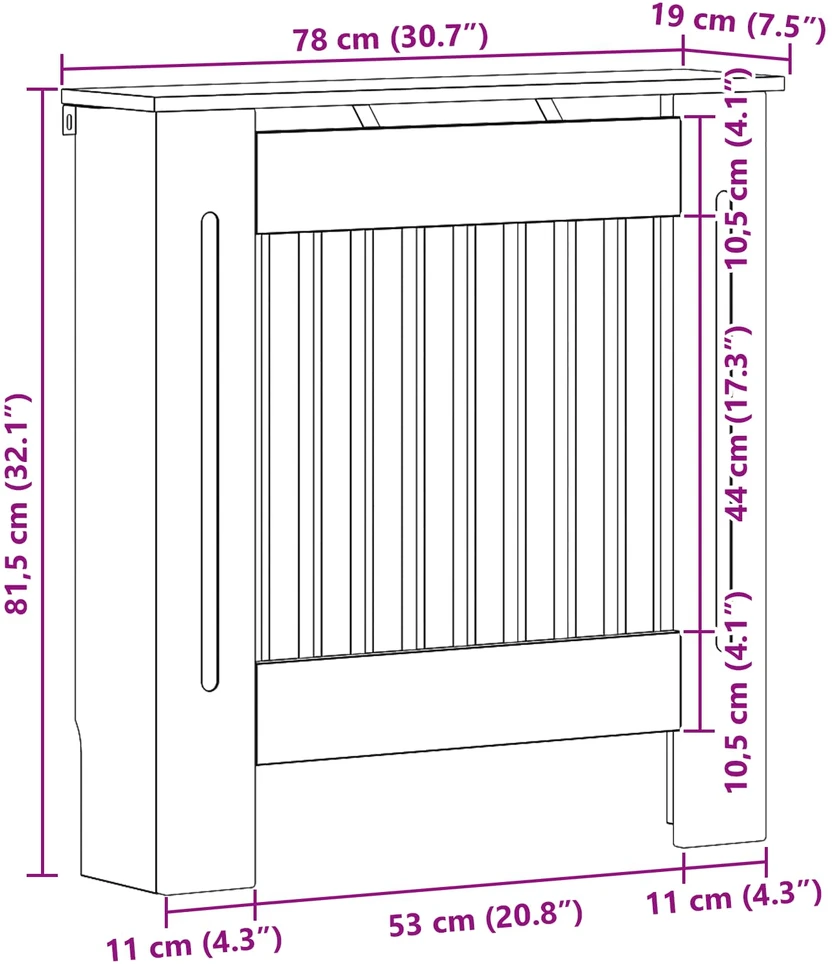 Radiatoriaus dangtis Itin blizgi balta 78 x 19 x 81,5 cm