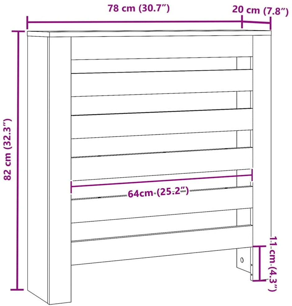 Radiatoriaus dangtis Juodojo ąžuolo 78 x 20 x 82 cm