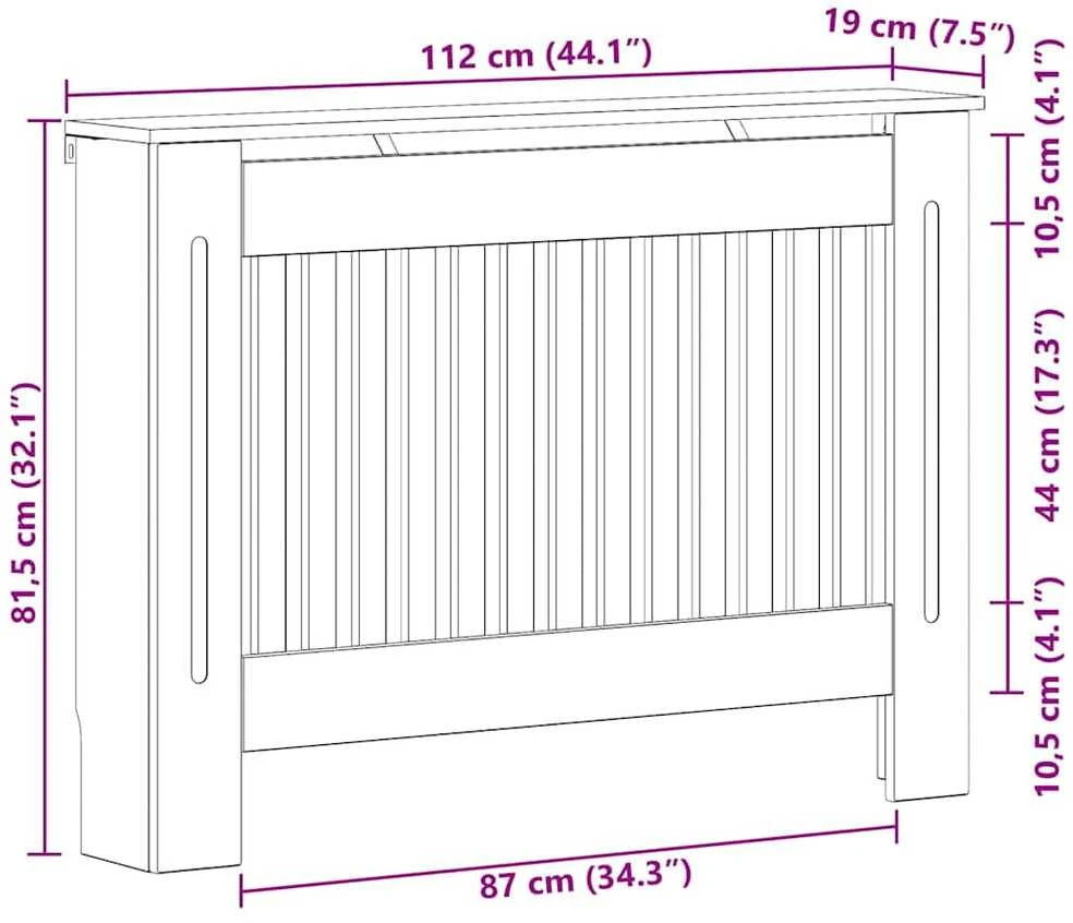 Radiatoriaus dangtis Pilka Sonoma 112 x 19 x 81,5 cm