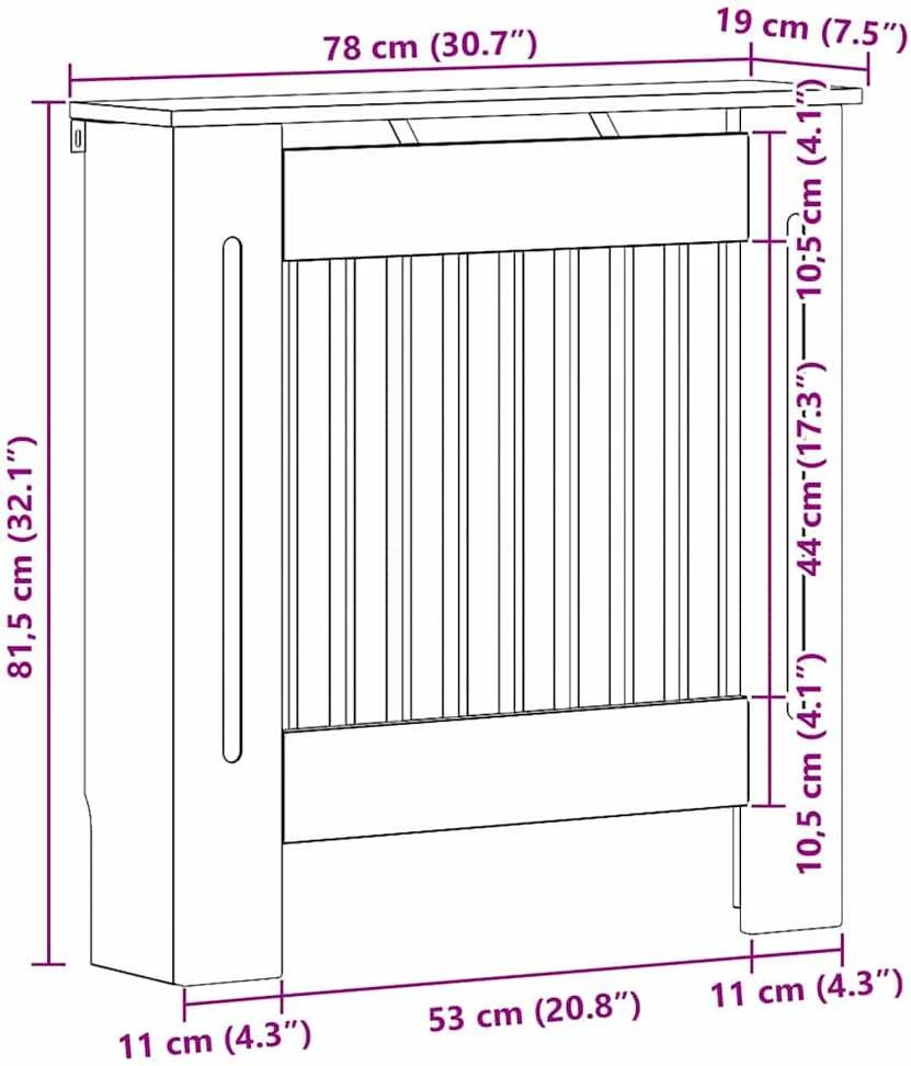 Radiatoriaus dangtis Dūminio ąžuolo 78 x 19 x 81,5 cm