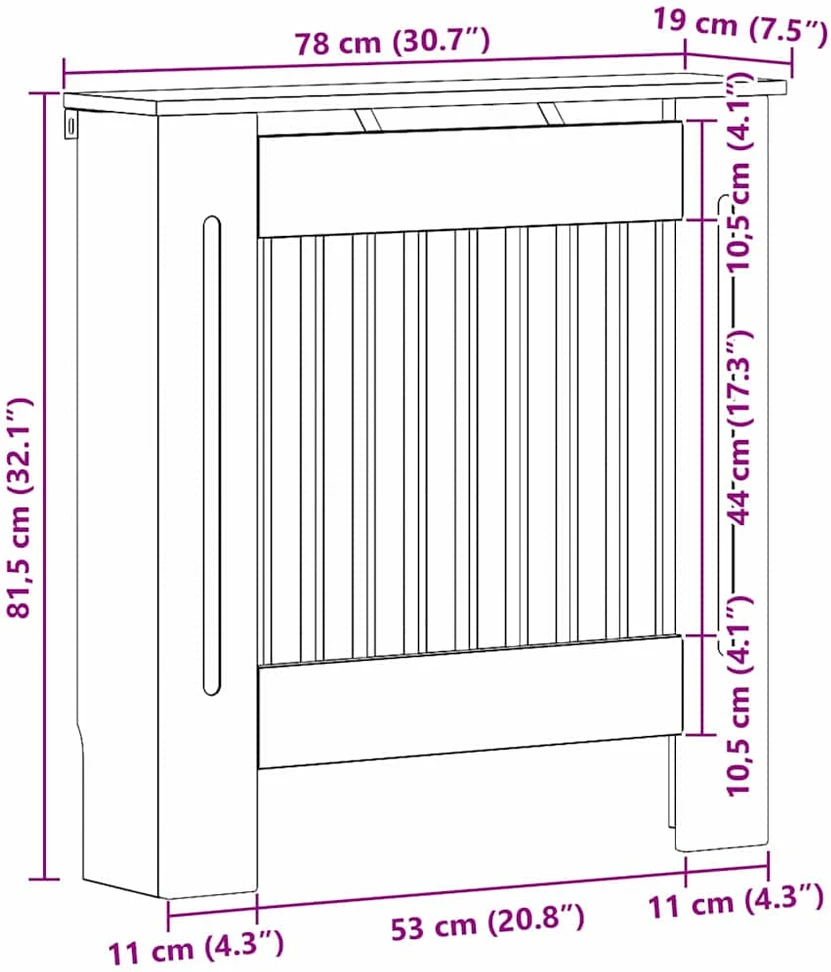 Radiatoriaus dangtis Sendintos medienos 78 x 19 x 81,5 cm