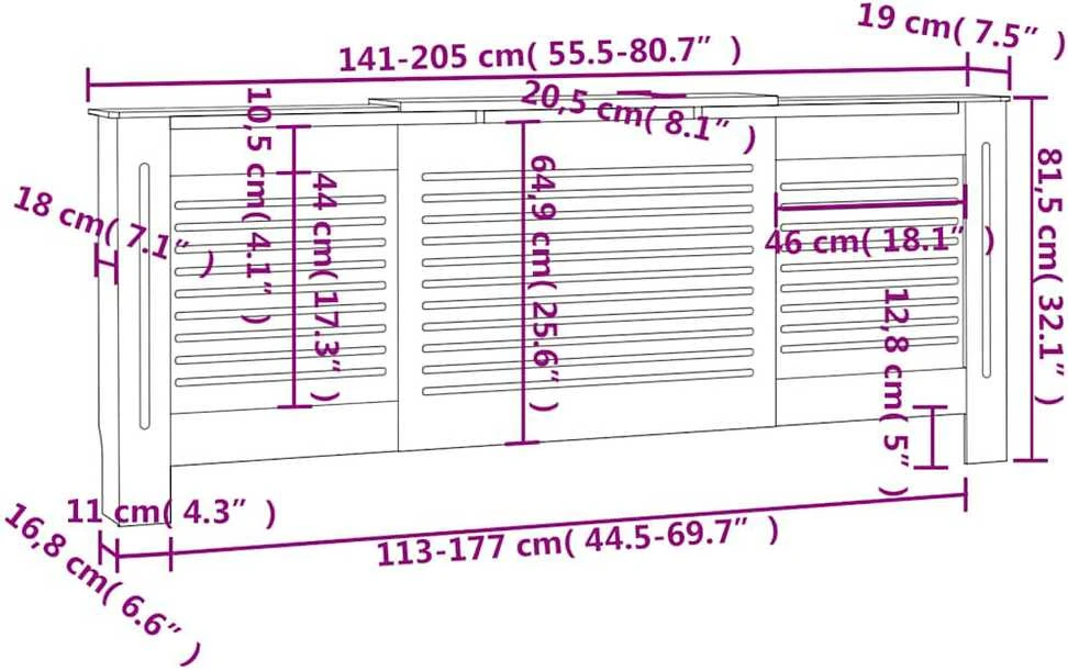 Radiatoriaus uždangalas, 205cm, MDF
