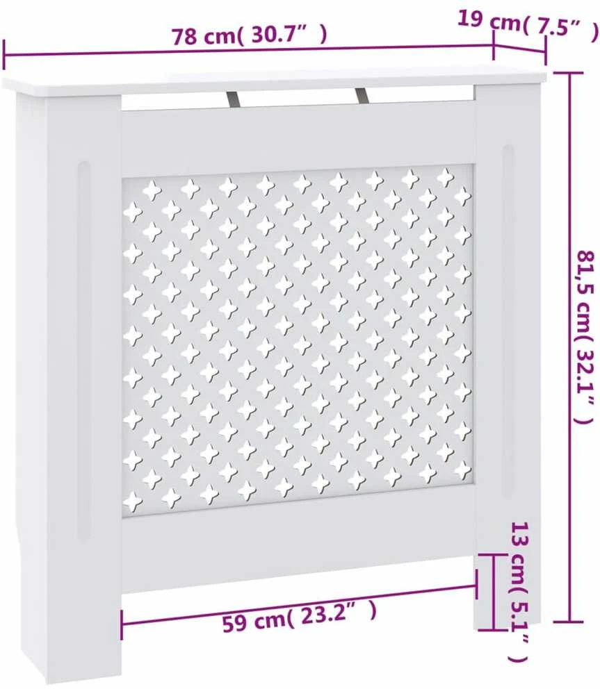 Radiatoriaus uždangalas, baltos spalvos, 78cm, MDF