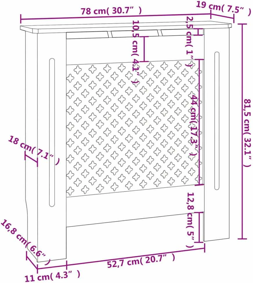 Radiatoriaus uždangalas, baltos spalvos, 78cm, MDF