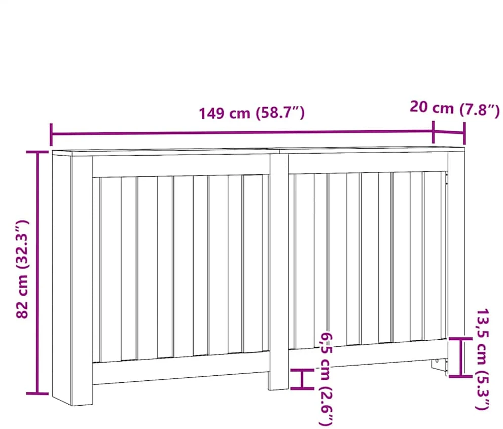 Radiatoriaus dangtis Betono pilka 149 x 20 x 82 cm