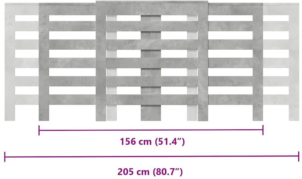 Radiatoriaus dangtis Betono pilka 205 x 21,5 x 83,5 cm