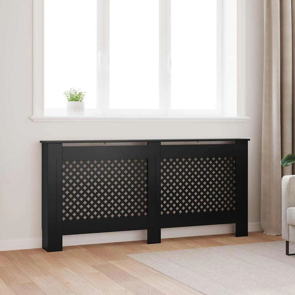 Radiatoriaus uždangalas, juodos spalvos, 172x19x81,5cm, MDF