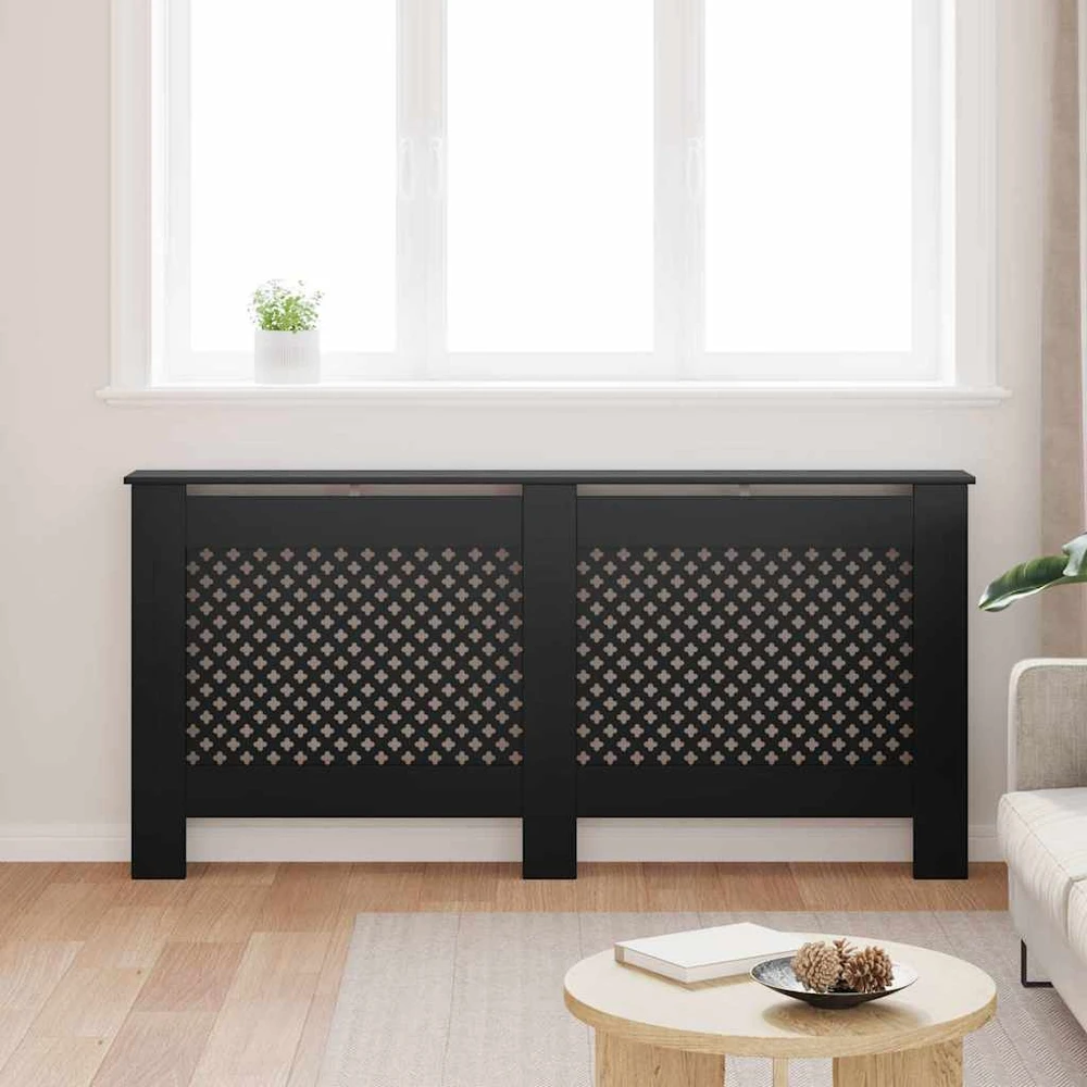 Radiatoriaus uždangalas, juodos spalvos, 172x19x81,5cm, MDF