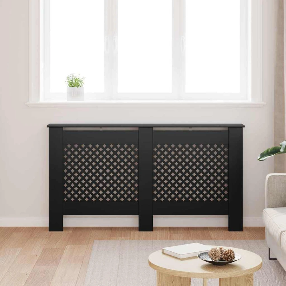 Radiatoriaus uždangalas, juodos spalvos, 152x19x81,5cm, MDF