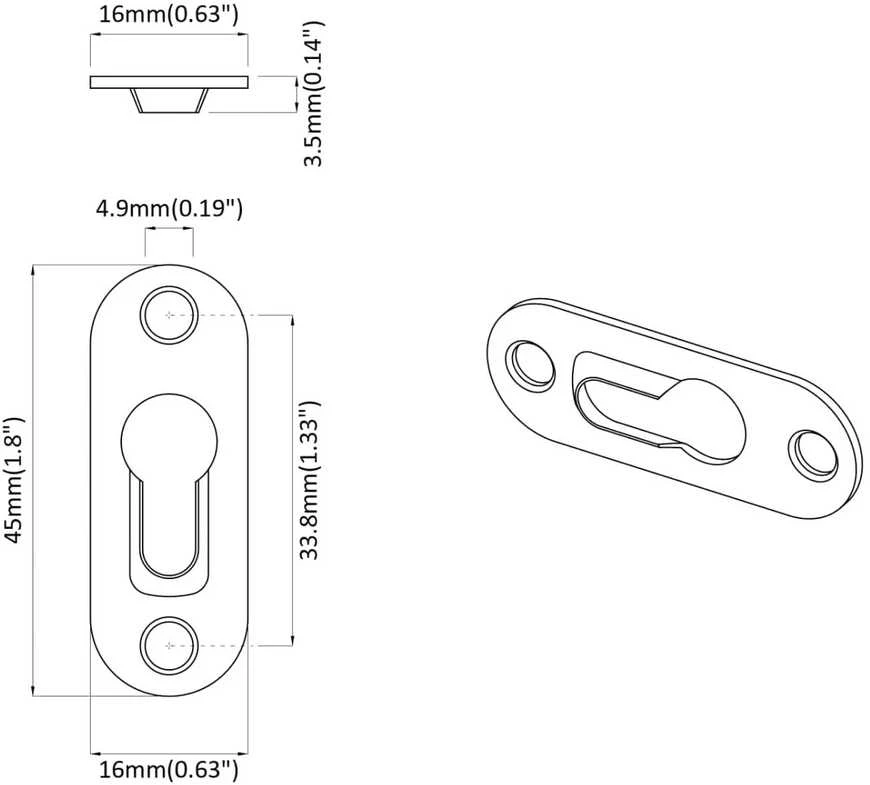 Raktelio pakabukas 2 vnt. Sidabro 45 x 16 x 3.5 mm Geležis
