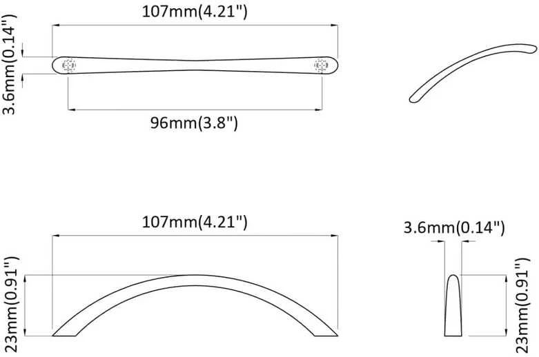Rankena 12 vnt. Sidabro 107 x 3.6 x 23 mm Nerūdijantis Plienas