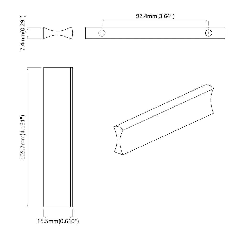 Rankena 12 vnt. Sidabro 105.7 x 7.4 x 15.5 mm Aliuminis