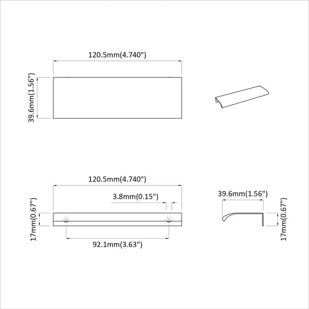Rankena 2 vnt. Juoda 120 x 39.6 x 17 mm Aliuminis