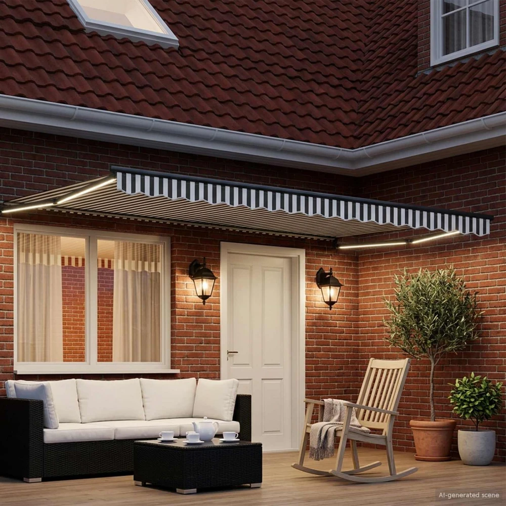 Rankinė ištraukiama markizė su LED Antracito ir baltos 4 × 3 m