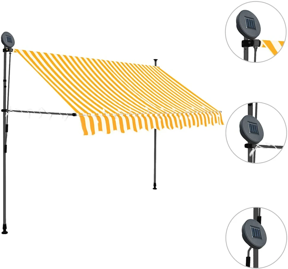 Rankinė ištraukiama markizė su LED, balta ir oranžinė, 300cm