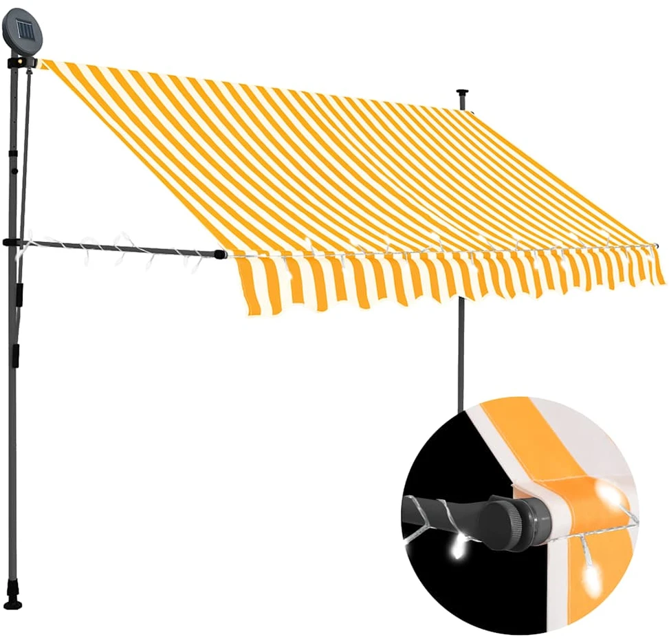 Rankinė ištraukiama markizė su LED, balta ir oranžinė, 300cm
