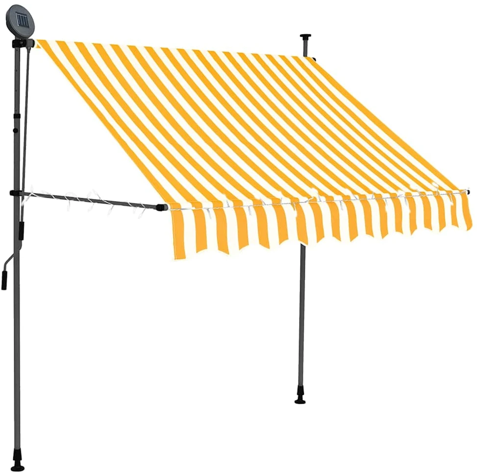 Rankinė ištraukiama markizė su LED, balta ir oranžinė, 150cm