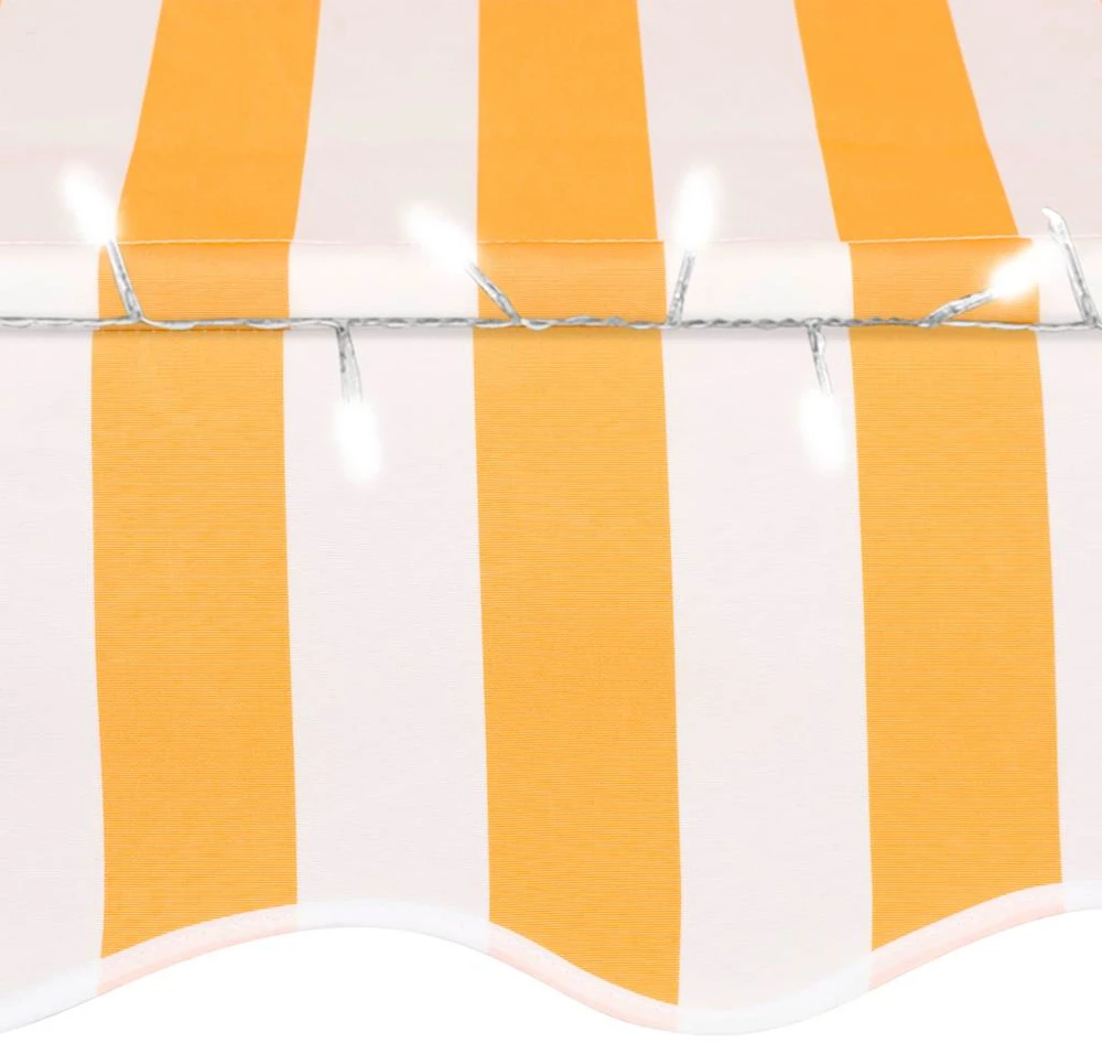 Rankinė ištraukiama markizė su LED, balta ir oranžinė, 300cm