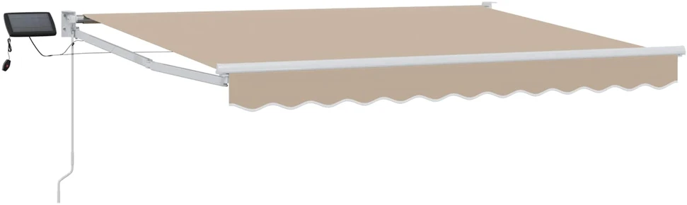 Rankinė ištraukiama markizė su LED Bežinė ir balta 3,5 x 2,5 m