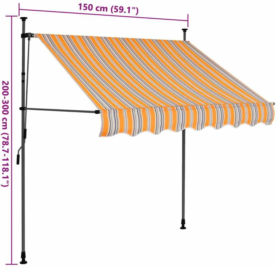 Rankinė ištraukiama markizė su LED, geltona ir mėlyna, 150cm