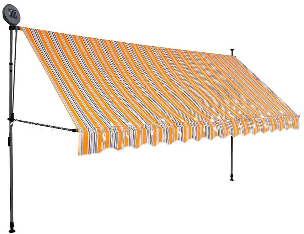 Rankinė ištraukiama markizė su LED, geltona ir mėlyna, 400cm