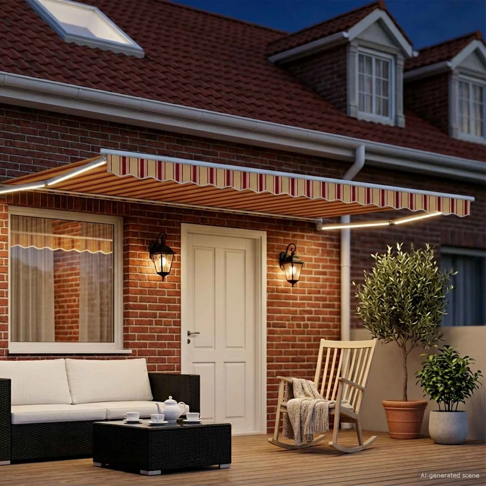 Rankinė ištraukiama markizė su LED Įvairiaspalvis 4 x 2 m