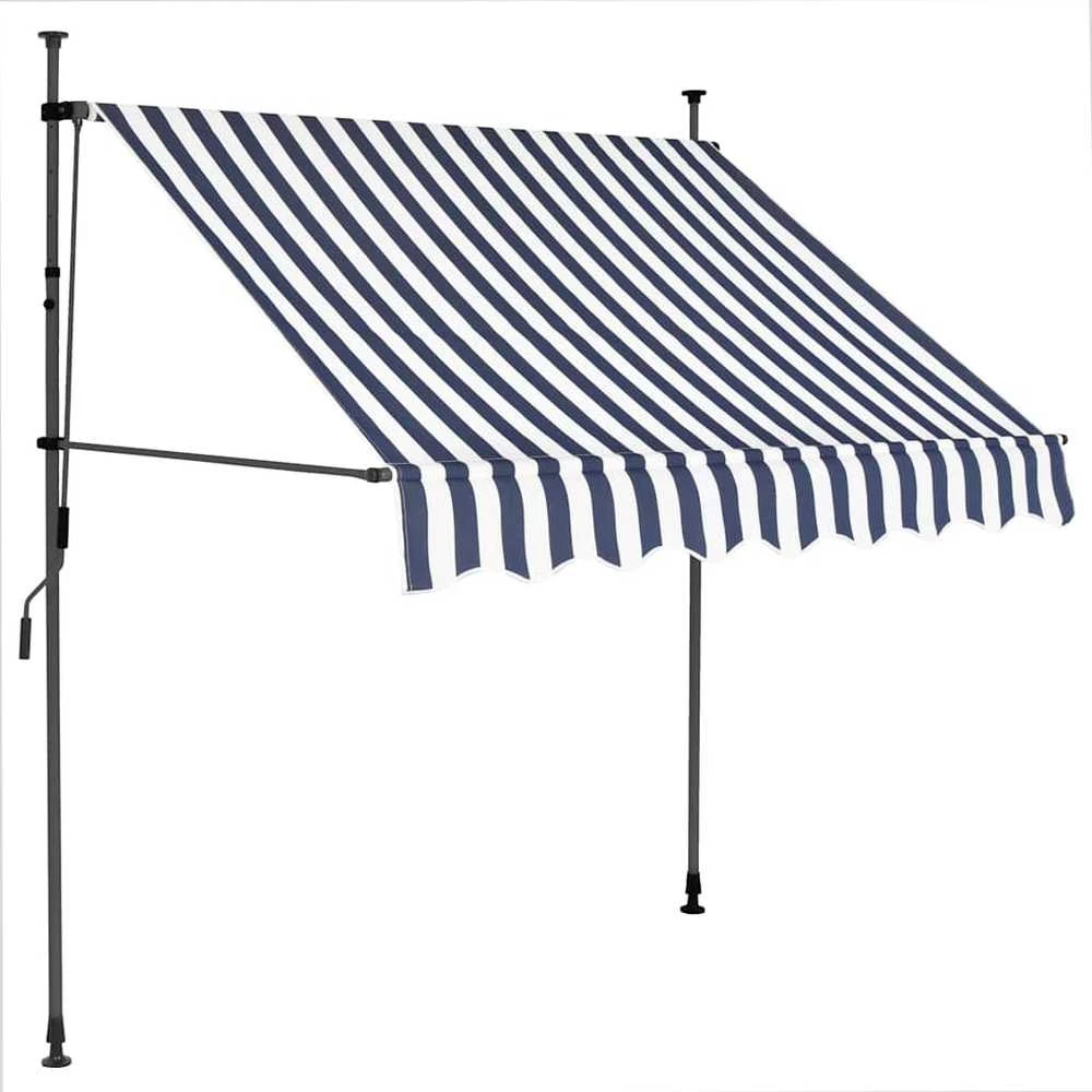 Rankinė ištraukiama markizė su LED, mėlyna ir balta, 100cm