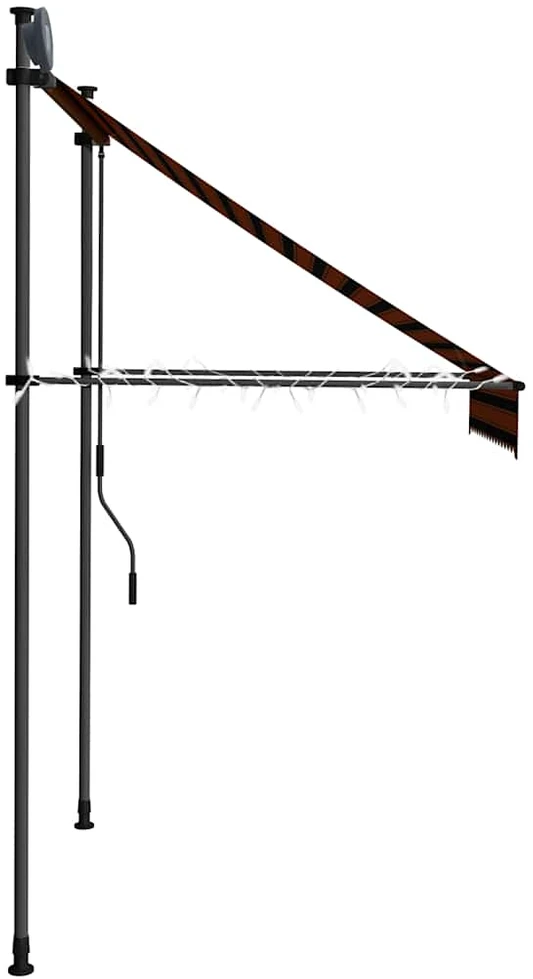 Rankinė ištraukiama markizė su LED, oranžinė ir ruda, 150cm