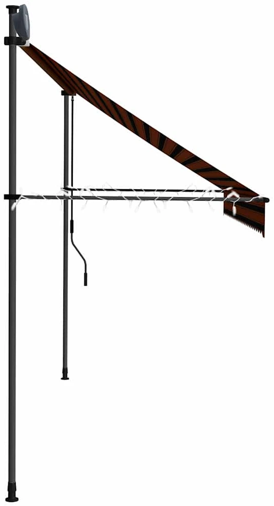 Rankinė ištraukiama markizė su LED, oranžinė ir ruda, 300cm