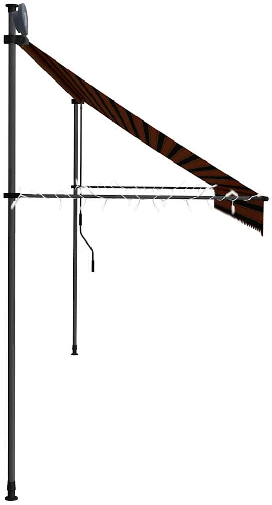 Rankinė ištraukiama markizė su LED, oranžinė ir ruda, 400cm