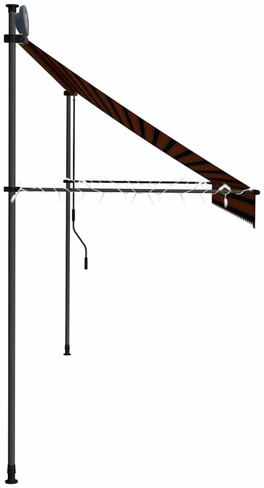 Rankinė ištraukiama markizė su LED, oranžinė ir ruda, 350cm