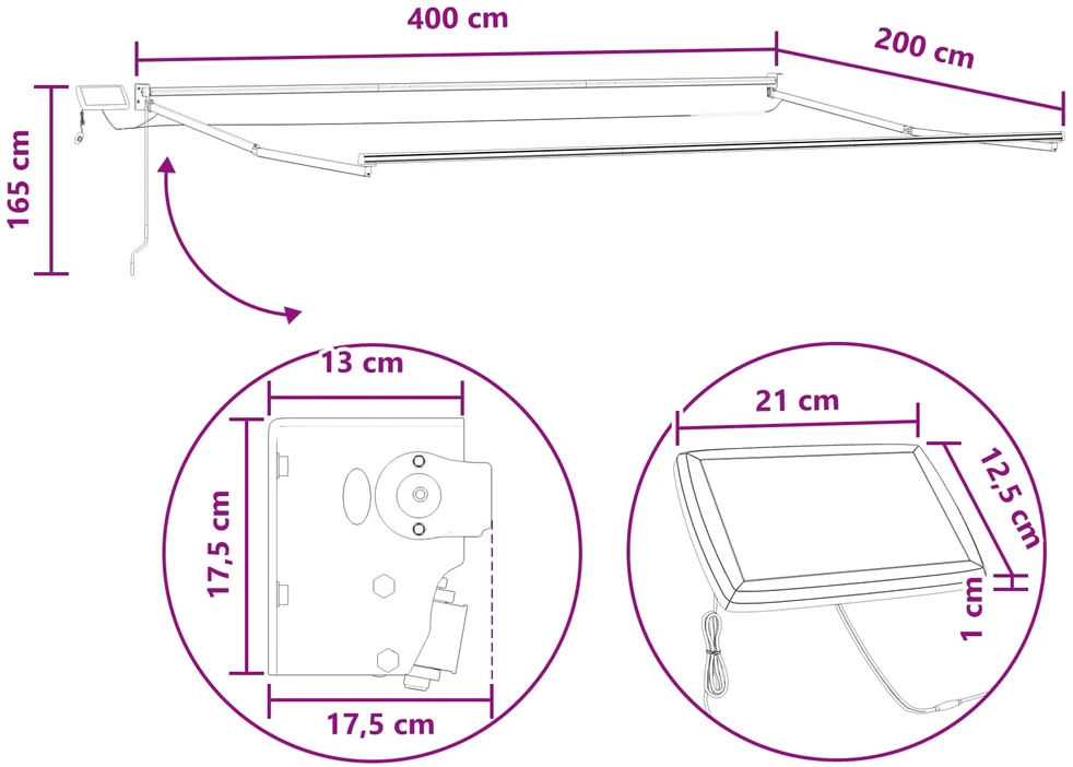 Rankinė ištraukiama markizė su LED Taupe