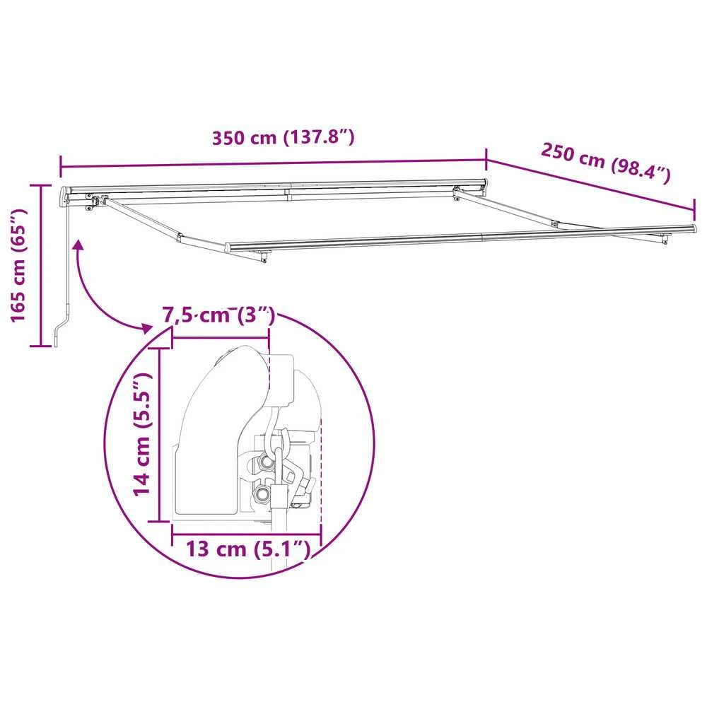 Ištraukiama markizė Juoda 350 x 250 cm Poliesteris ir aliuminis
