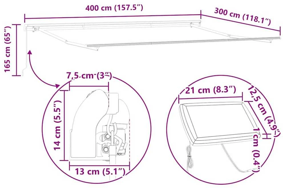 Ištraukiama markizė oranžinė ir ruda 400 × 300 cm