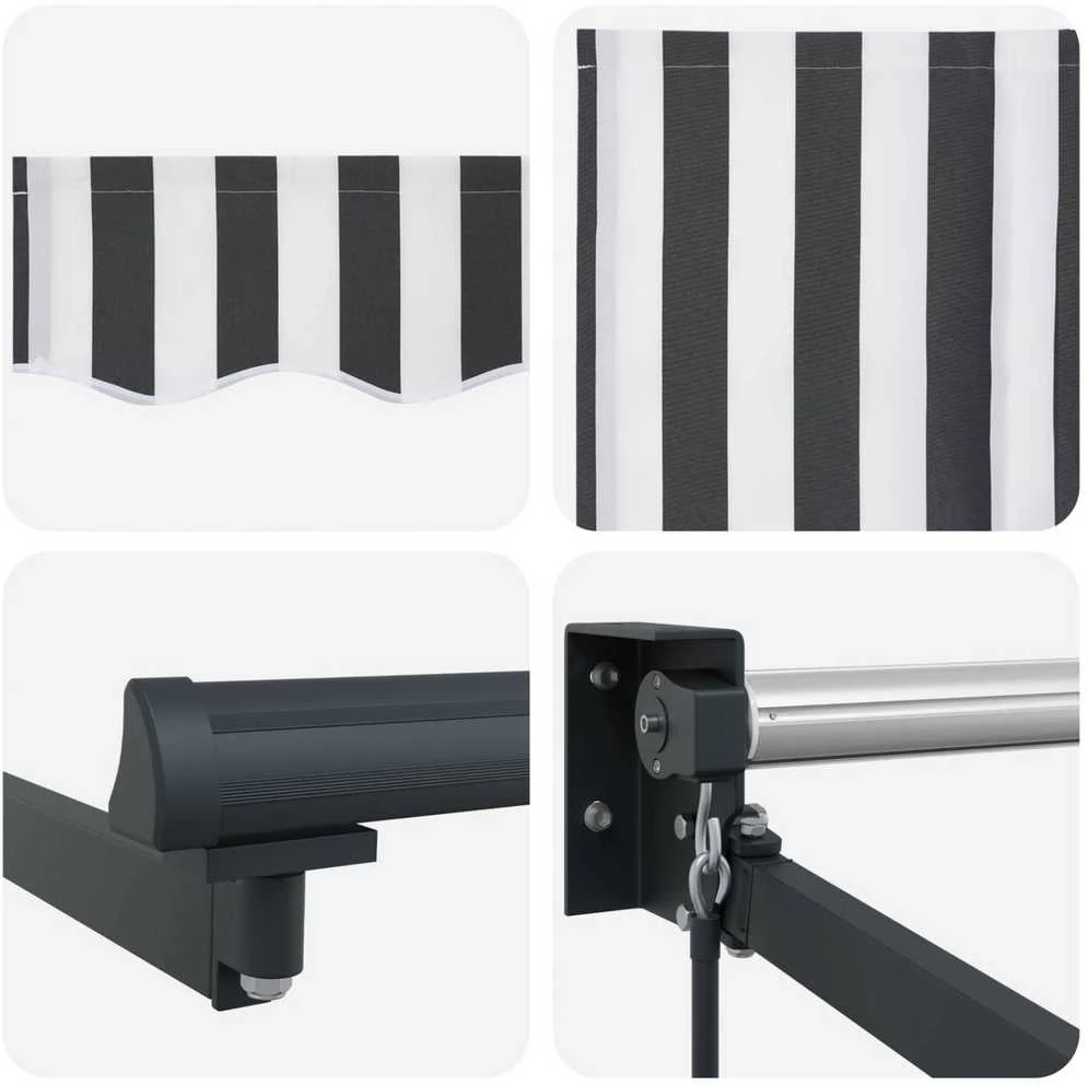 Ištraukiama markizė Antracito ir baltos 2,5 x 2 m
