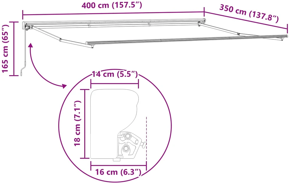 Rankinė sulankstoma markizė Geltona ir balta 4 × 3,5 m