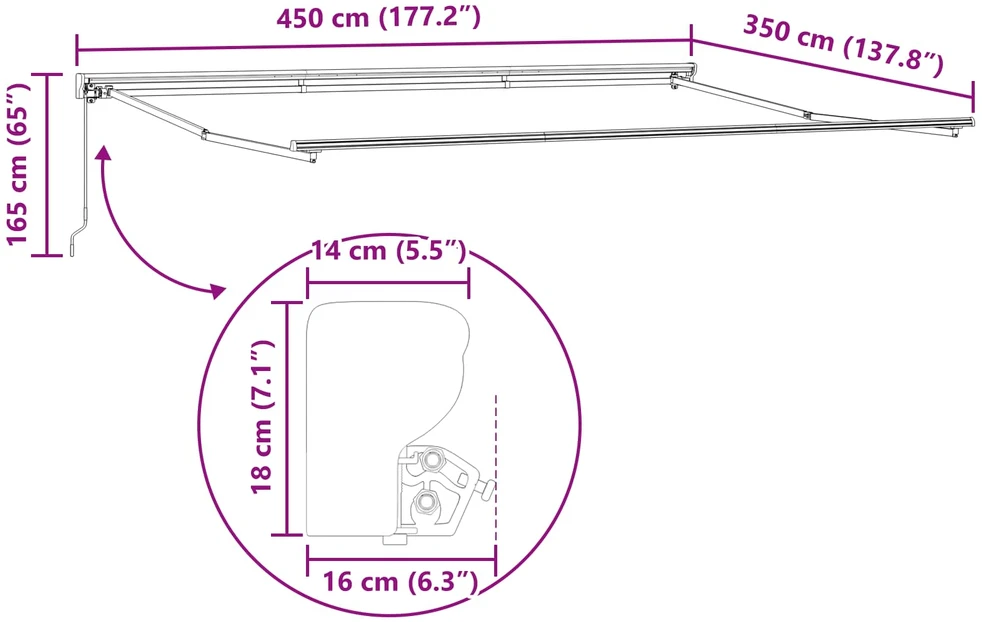Rankinė sulankstoma markizė Geltona ir balta 4,5 × 3,5 m