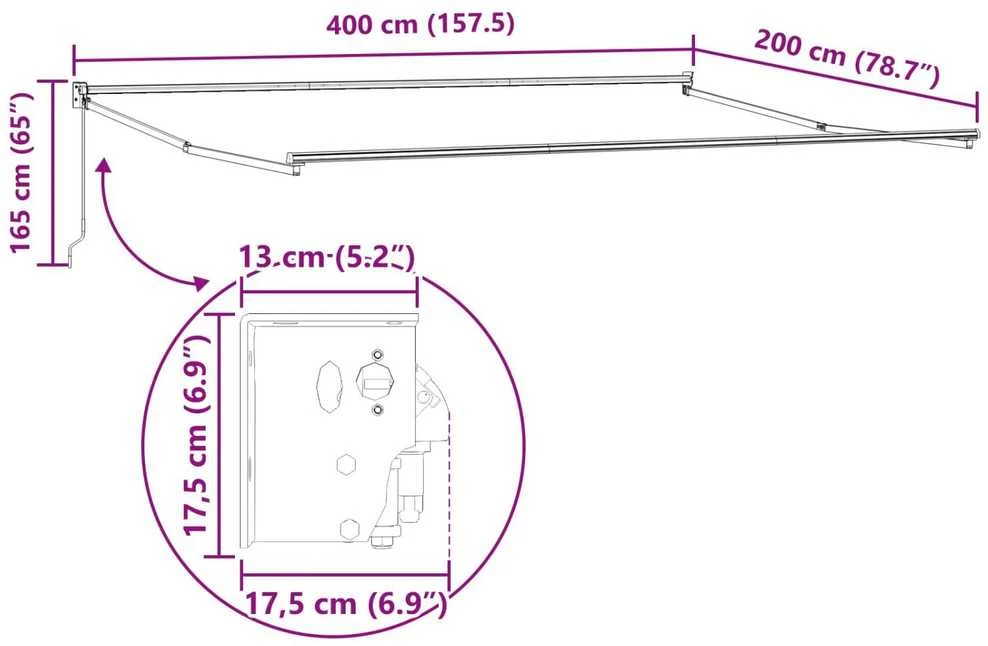 Ištraukiama markizė Geltona ir balta 4 x 2 m